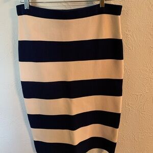 NWT JCrew Navy and Cream Striped Sweater Midi Skirt